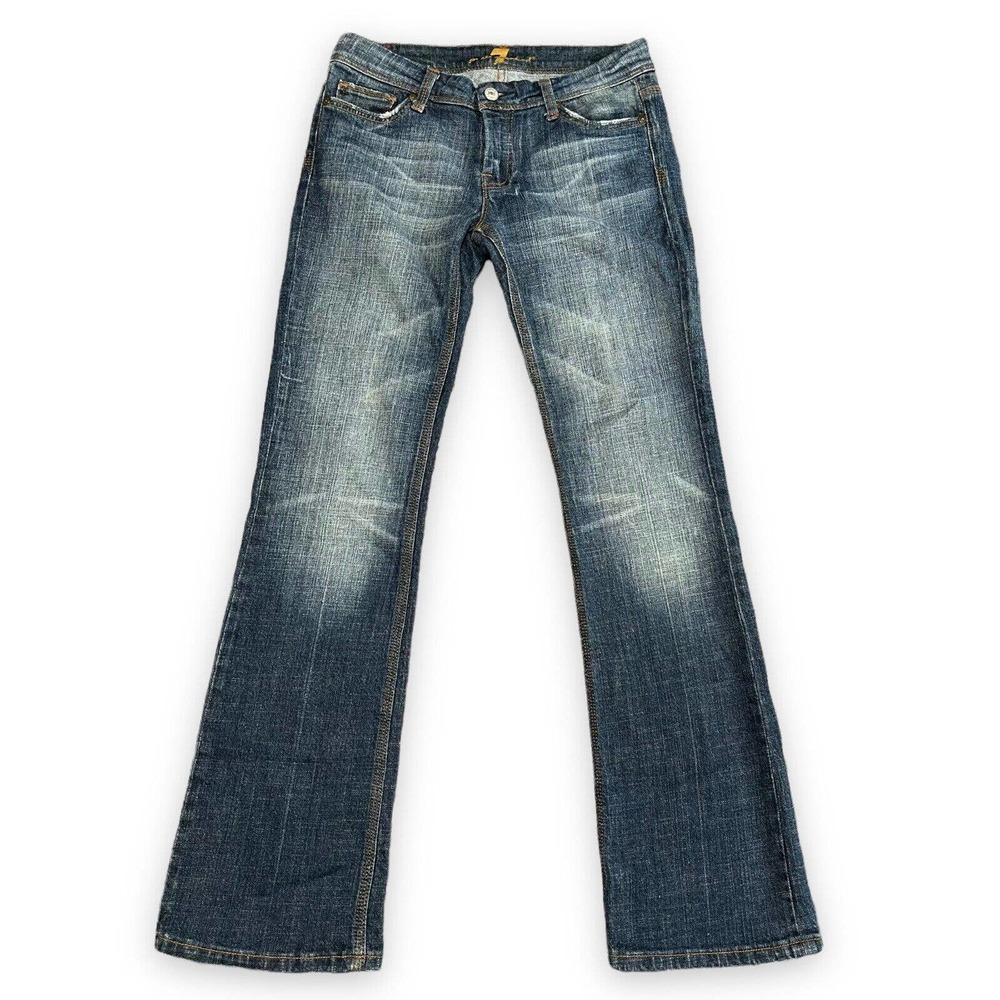 Seven 7 For All Mankind Jeans Sz 28 Womens Boot Cut Medium Wash Low Rise Denim